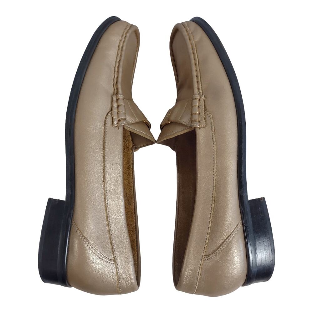 ETIENNE AIGNER Bronze Shimmer Penny Loafers Sz 9 Business Casual Preppy Classic - Picture 7 of 13